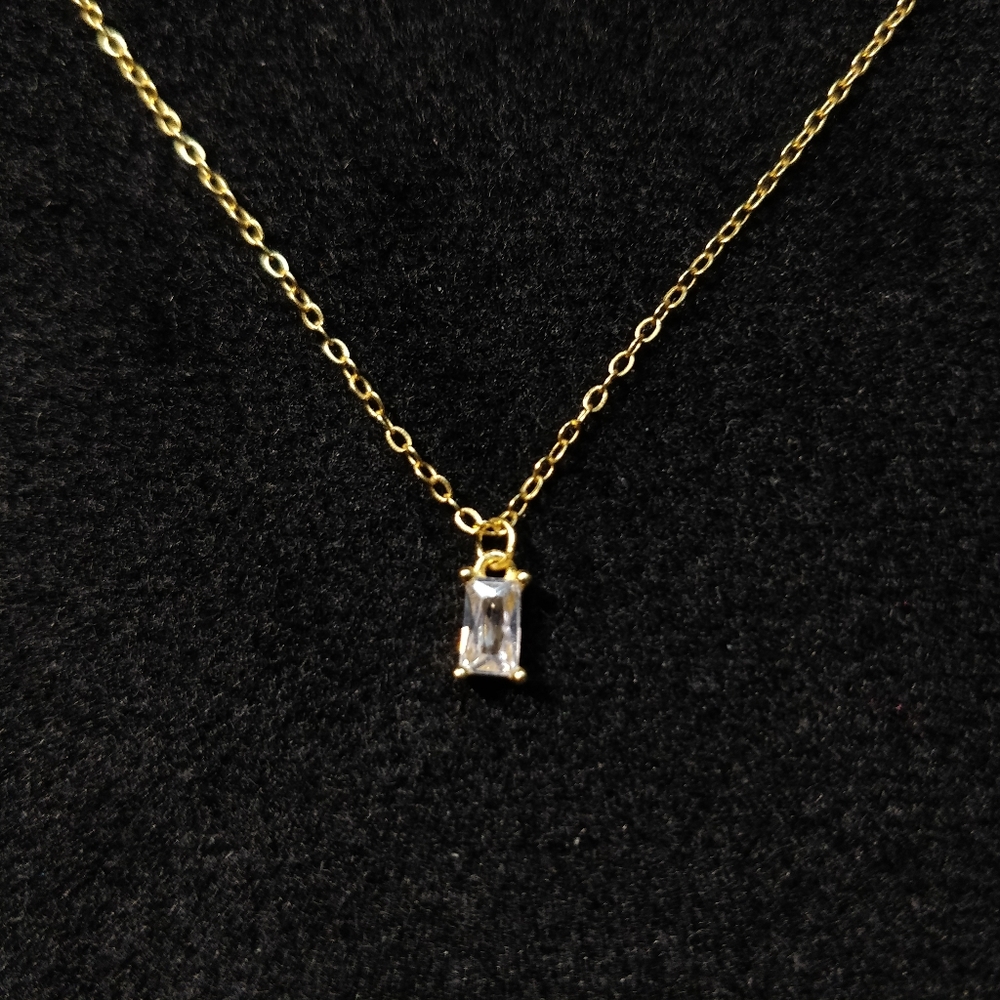 NEW 14K GOLD PLATED 925 STERLING SILVER ZIRCON NECKLACE